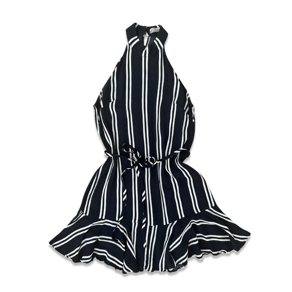🏷️*Price Drop* Index Navy & White Striped Sleeveless Mock Neck Dress Size Large